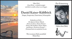 A search has been called off for a german pop singer who went missing from a cruise ship off canada's atlantic coast. Anzeige Von Daniel Kaiser Kublbock Sz Gedenken De