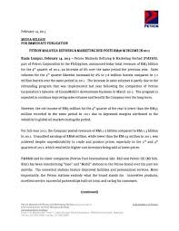 Petron malaysia refining & marketing bhd's share price rose by as much as 82 sen or 7.11% to rm12.36 this afternoon. 02 14 2013 Petron Malaysia Refining Marketing Bhd Posts Rm98