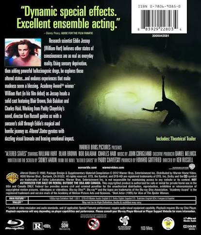 Amazon.com: Altered States (BD) : Howard Gottfried, Daniel Melnick, Paddy  Chayefsky, Sidney Aaron, William Hurt, Ken Russell, Blair Brown, Bob  Balaban, Charles Haid, Dori Brenner, Peter Brandon, Charles White-Eagle,  Drew Barrymore, Megan
