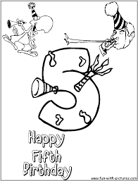 We have simple images for younger coloring fans and advanced images for adults to enjoy. Fifth Birthday Coloring Page