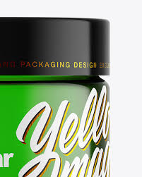 Download Green Glass Cream Jar Psd Mockup Png