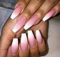 The pink ombré comes off as slightly translucent, giving it what we can only describe as the cloudless glass skin effect, but for nails. Pink And White Ombre Acrylic Beautiful Pink Ombre Nails Ombre Acrylic Nails Pink Nails