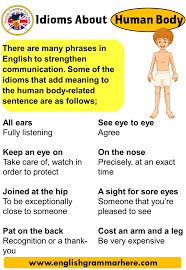 Idioms in english about the parts of the body. Idioms About Human Body List Of Human Body Idioms English Grammar Here