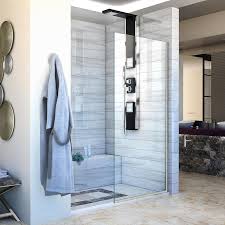 Make the bathroom look more spacious. Dreamline Linea 72 In H X 30 In To 30 In W Frameless Fixed Brushed Nickel Shower Door Clear Glass In The Shower Doors Department At Lowes Com