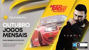 Sony dará jogos de ps4 e ps5 de graça a partir de março sony volta a oferecer jogos de graça para o ps4 e ps5, a partir de março e até junho; Ps Plus Need For Speed Payback E Vampyr Sao Jogos Gratis Do Ps4 Em Outubro Tv Prefeito