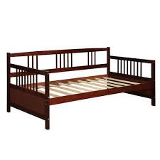 The slats are placed between the bed rails, and are only held in place by gravity. Twin Size Wooden Slats Daybed Bed Rails Chocolate Color Ch