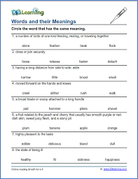 Grade 3 Vocabulary Worksheet Words And Their Meanings K5 Learning Vocabulary Worksheets Vocabulary Third Grade Vocabulary Words