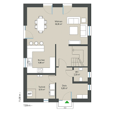 Grundriss schmales haus 11,00m x 7,00m. Einfamilienhaus Gunstig Bauen Akazienallee Idealer Grundriss Fur Schmale Grundstucke Gussek Haus