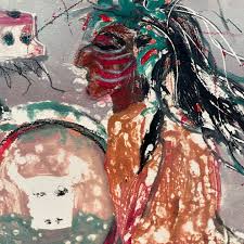 Many Moons Ago,” Signed Mixed Media by Doris Bewley, 26.5”H x 33.5”W