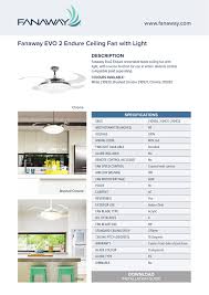 137cm 54 ceiling fan light with wall controller hunter eurus brushed chrome. Fanaway Evo 2 Endure Ceiling Fan With Light Manualzz