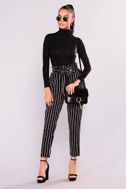 Black And White Casual Attire For Women Marcela Pants Black White Stripe Pants Outfit Fashionable Work Outfit Casual Work Outfits