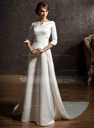 Kaufen sie die besten brautkleider 2021 online bei irenekleider.de. A Linie Princess Linie Off The Schulter Watteau Falte Satin Brautkleid 002004779 Jenjenhouse