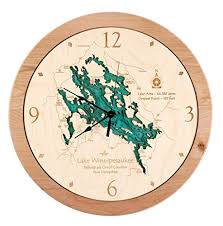Lake William C Bowen In Spartanburg Sc 3d Clock 17 5 In Laser Carved Wood Nautical Chart And Topographic Depth Map
