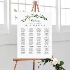 7 sizes wedding seating chart template editable wedding table seating chart poster sign pdf instant download green foliage gfc