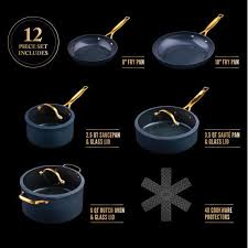Thyme Table Nonstick Ceramic 12 Piece Cookware Set Blue Walmart Com Walmart Com In 2020 Ceramic Cookware Set Cookware Set Ceramic Cookware