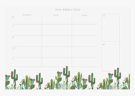 Some of you recognize the cactus doodles from yesterday's i used the doodles for a funny digital scrapbooking paper and for a printable january 2018 calendar page. Weekly Planner With Cactus Hd Png Download Kindpng