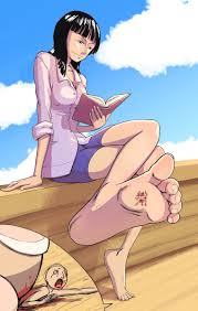 smalldave422 on X: Nico Robin enjoying her book on a sunny day, unaware of  the tinies sufering under her soles and toes... This is my first giantess  fan art, hope to keep