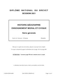 Brevet 2021 - Histoire-Géographie - Série Générale | PDF | France | Science