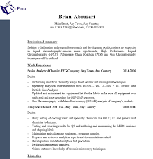 analytical chemist resume business