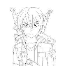 Anime Coloring Pages Sword Art Online In 2020 Sword Art Online Drawing Sword Art Online Kirito Sword Art