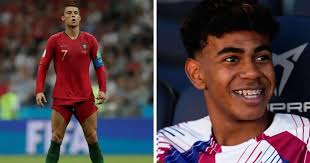 How old was Lamine Yamal the last time Ronaldo scored a free kick for  Portugal?