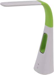 A bladeless fan runs quietly to produce a cooling breeze and touch sensors allow for quick and easy adjustments to the light level or fan speed. Adjustable Neck Pureoptics Led Desk Lamp With Bladeless Fan Lime Green Vled1603lm Dimmable Desk Lamps Lighting Ceiling Fans