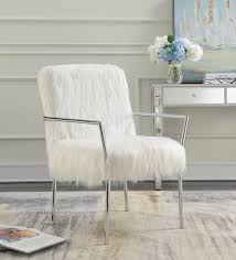 All products from faux fur accent chair in white jeco category are shipped worldwide with no additional fees. Contemporary White Faux Sheepskin Chrome Accent Chair By Coaster Furniture 904079