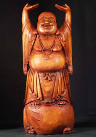 Handcrafted wooden happy man statue as wooden laughing buddha statue offer by indian craft jaipur. Sold Wood Enormous Standing Fat Happy Buddha 72 86bw4a Hindu Gods Buddha Statues