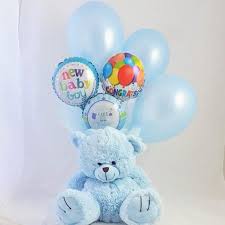 Sending new baby wishes with a beautiful bouquet of flowers is a wonderful gift to give; Baby Boy Balloon Bouquet With Blue Teddy Flowers With Passion Sydney