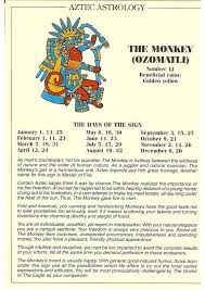 Vintage Aztec Astrology Postcard The Monkey From Zodiac