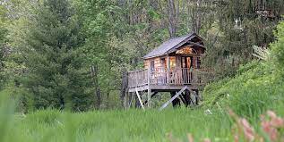 The tree house sits among the pine trees that surround this property, and to enter the accommodation, guests will climb a spiral staircase from a lower terrace onto a deck and cross a rope bridge to the tree house. 20 Best Treehouse Ideas For Kids Cool Diy Tree House Designs