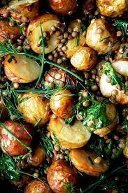 Roasted New Potato Salad With Lentils And Herb Dressing Occasionally Eggs Recipe Healthy Recipes Recipes Food