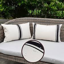 Maybe you would like to learn more about one of these? Amazon Com Onway Outdoor Pillow Covers Waterproof 12x20 Set Of 2 Lumbar Throw Pillow Cover Beige And Black Striped Outdoor Pillows For Patio Furniture And Sunbrella Kitchen Dining