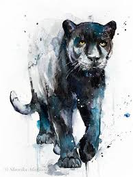 Black Panther Watercolor Painting Print By Slaveika Aladjova Watercolorarts Artideas Watercolor Art Prints Art Painting Panther Art