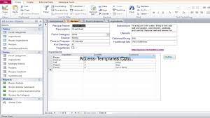Microsoft Access Food Recipe Database Templates Example Recipe Database Access Database Recipe Software