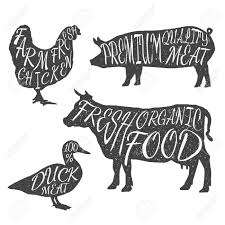 farm animals icon set chicken cow duck pig butchery concept animal icon cow illustration pig vector