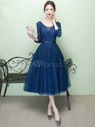 Short Prom Dress V Neck Lace Applique Tulle Cocktail Dress 3 4 Sleeve A Line Tea Length Party Dress Kurzes Ballkleid Formelle Kleider Pinke Abschlussballkleider