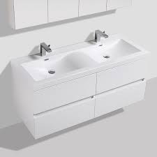 Meuble double vasque ou simple vasque ? Meuble Salle De Bain Design Double Vasque Siena Largeur 144 Cm Blanc Swissbain