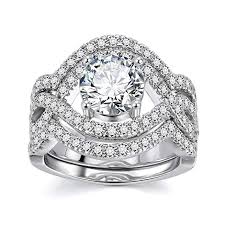 Amazon Com Infinity Cubic Zirconia Bridal Set Big Round Cz White Gold Plated Women Engagement Wedding Engagement Wedding Ring Sets Wedding Rings White Gold