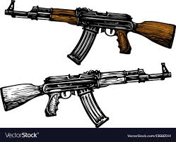 Weaponry armament symbol automatic machine ak 47 Vector Image