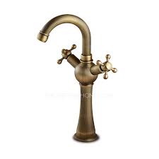 Vintage retro antique brass bathroom clawfoot bath tub faucet hand shower taps. Vintage Heightening Antique Brass Bathroom Faucet Vessel Mount