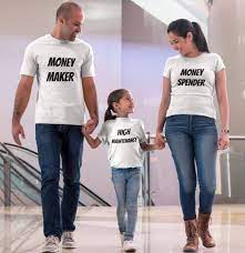 Customisation available at absolute zero cost. Money Maker Money Spender Matching Family Tshirts Desicrow