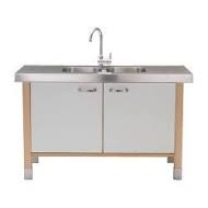 Varde Armoire Inferieure Evier 2 Bacs Bouleau Blanc Acier Inox Ikeapedia