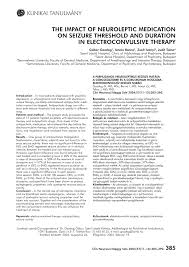 Pdf The Impact Of Neuroleptic Medication On Seizure Threshold And Duration In Electroconvulsive Therapy