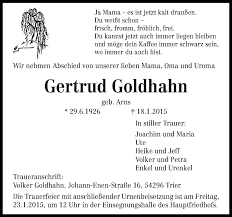 It is our goal to produce wines that traditionally offer a maximum of fruit joachim arns: Traueranzeigen Von Gertrud Goldhahn Volksfreund Trauer De