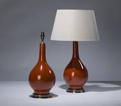 Robert abbey delta pumpkin orange 22 1/2 high table lamp. Pair Of Medium Burnt Orange Ceramic Lamps On Distressed Brass Bases T3169 Tyson Decorative Lighting And Bespoke Furniture