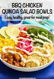 Bbq Chicken Quinoa Salad Bowls Video Recipe Chicken Quinoa Recipes Salad Bowl Recipes Health Salad Recipes