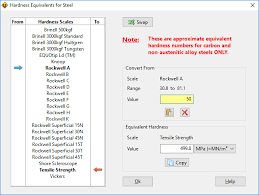 steel hardness conversion calculator brinell knoop