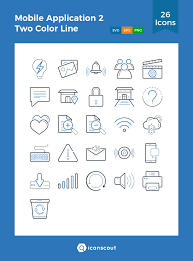 Download Mobile Application 2 Two Color Line Icon Pack Available In Svg Png Eps Ai Icon Fonts Color Lines Line Icon Icon Pack