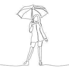 Black And White Umbrella Drawing Continuous One Line Drawing Of Woman Holding Umbrella Umbrella Female Isolated Png And Vector With Transparent Background For Free Download Continuous Line Drawing Line Drawing Umbrella Drawing